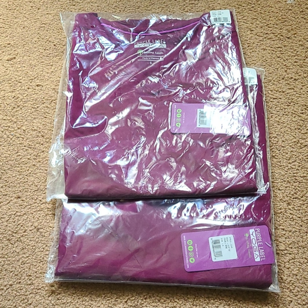 2 Healing Hands Purple Label Scrub Top in wine